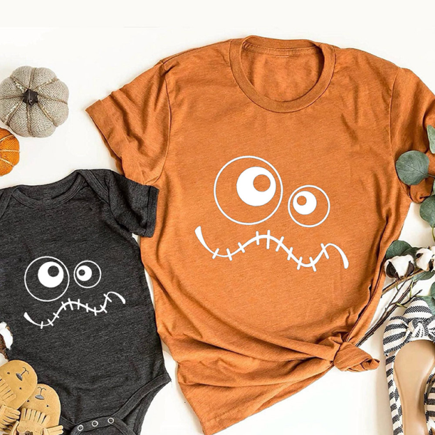 Funny Face Halloween Family Matching Shirt 