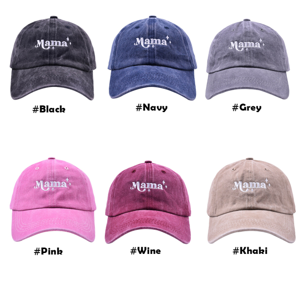 Star Print Mama Embroidered Baseball Cap
