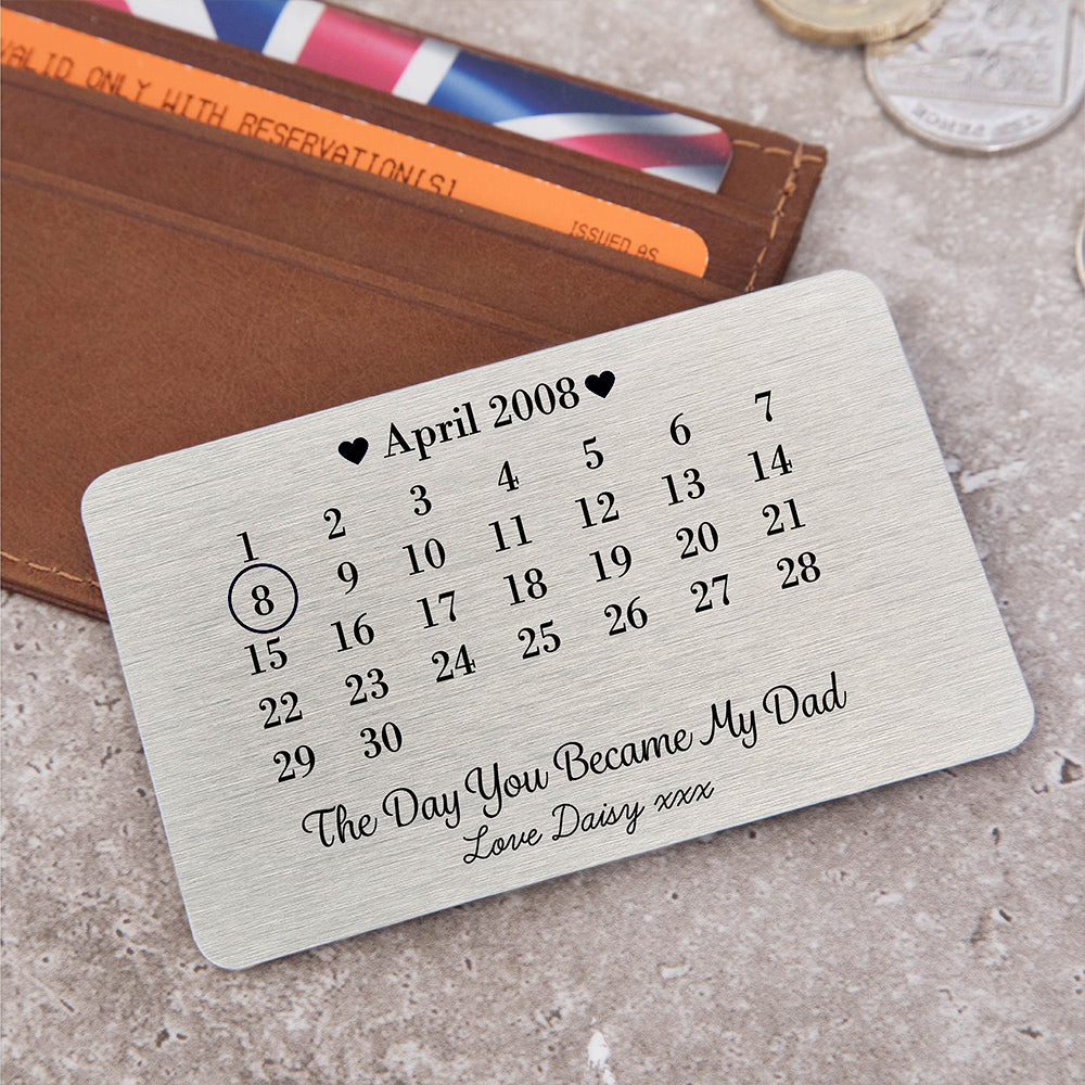 Personalised Day You Became My Dad Metal Wallet Card