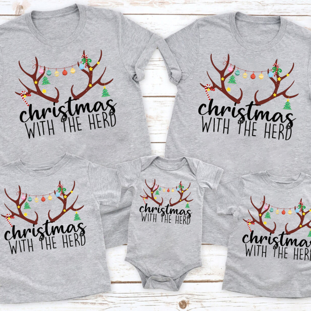 Christmas With The Herd Vneck Family Matching Shirts