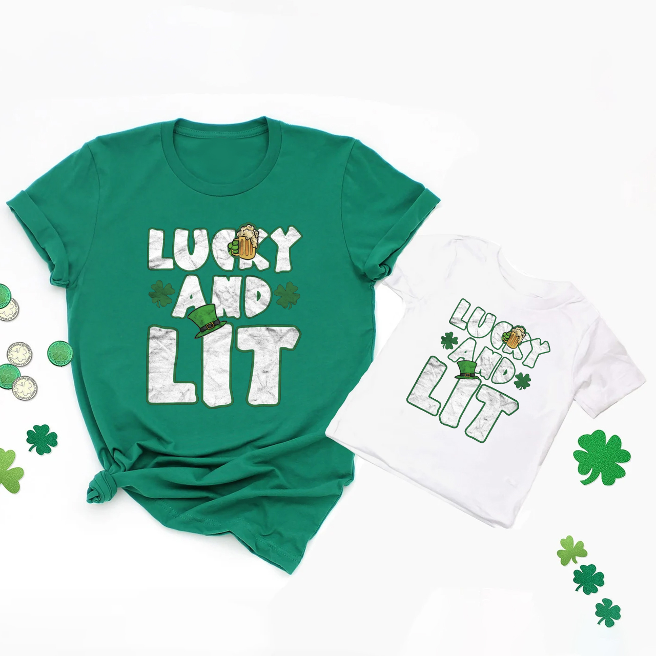 Lucky And Lit St.Patrick's Day Matching Shirts