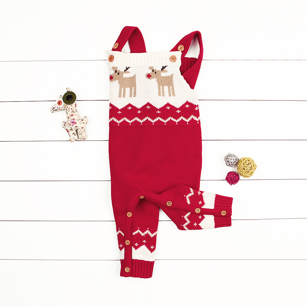 Two Colors Christmas Suspender Baby Bodysuit 