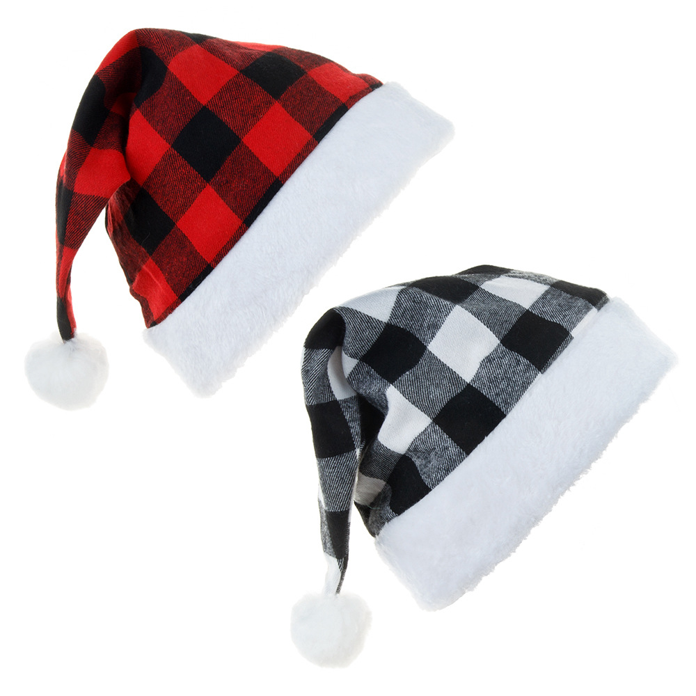 Christmas Plush Plaid Hat