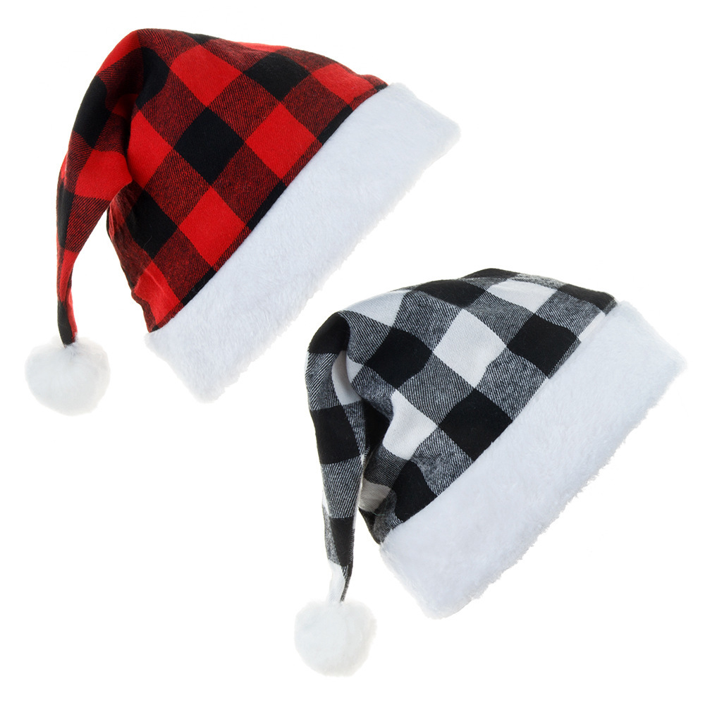 Christmas Plush Plaid Hat