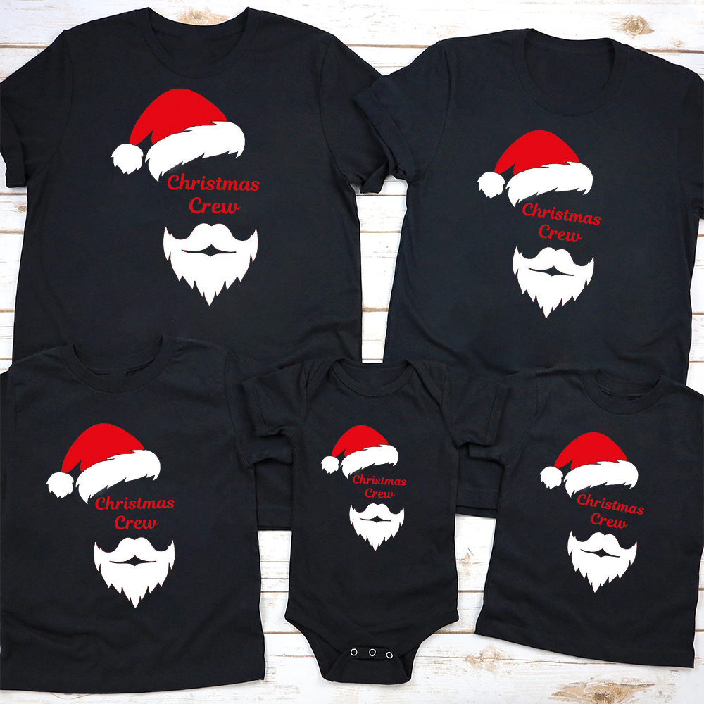 Merry Christmas Hat & Bearded Family Matching Shirt