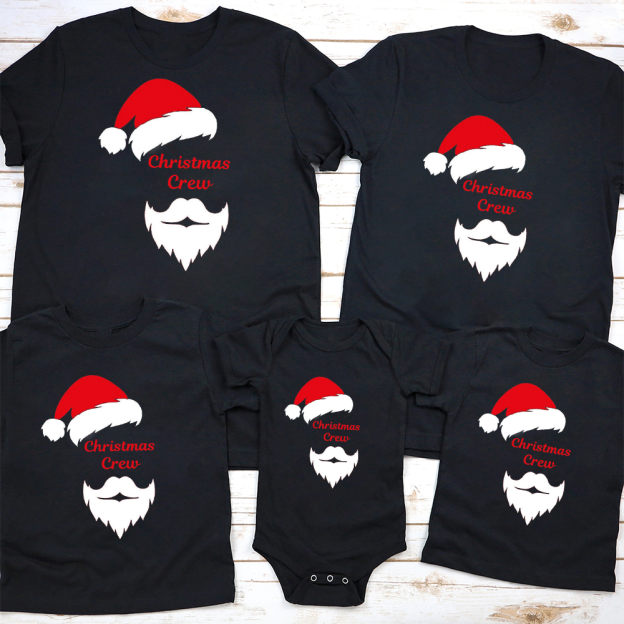 Merry Christmas Hat & Bearded Family Matching Shirt