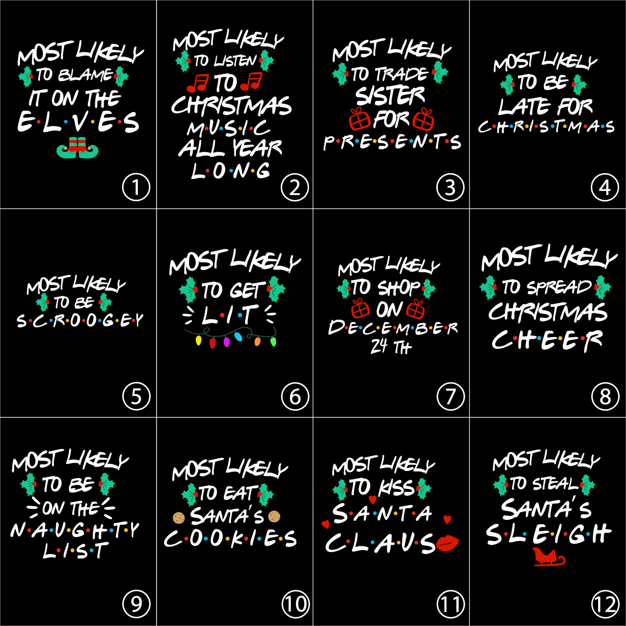 Friends Font Christmas Family Matching Shirt