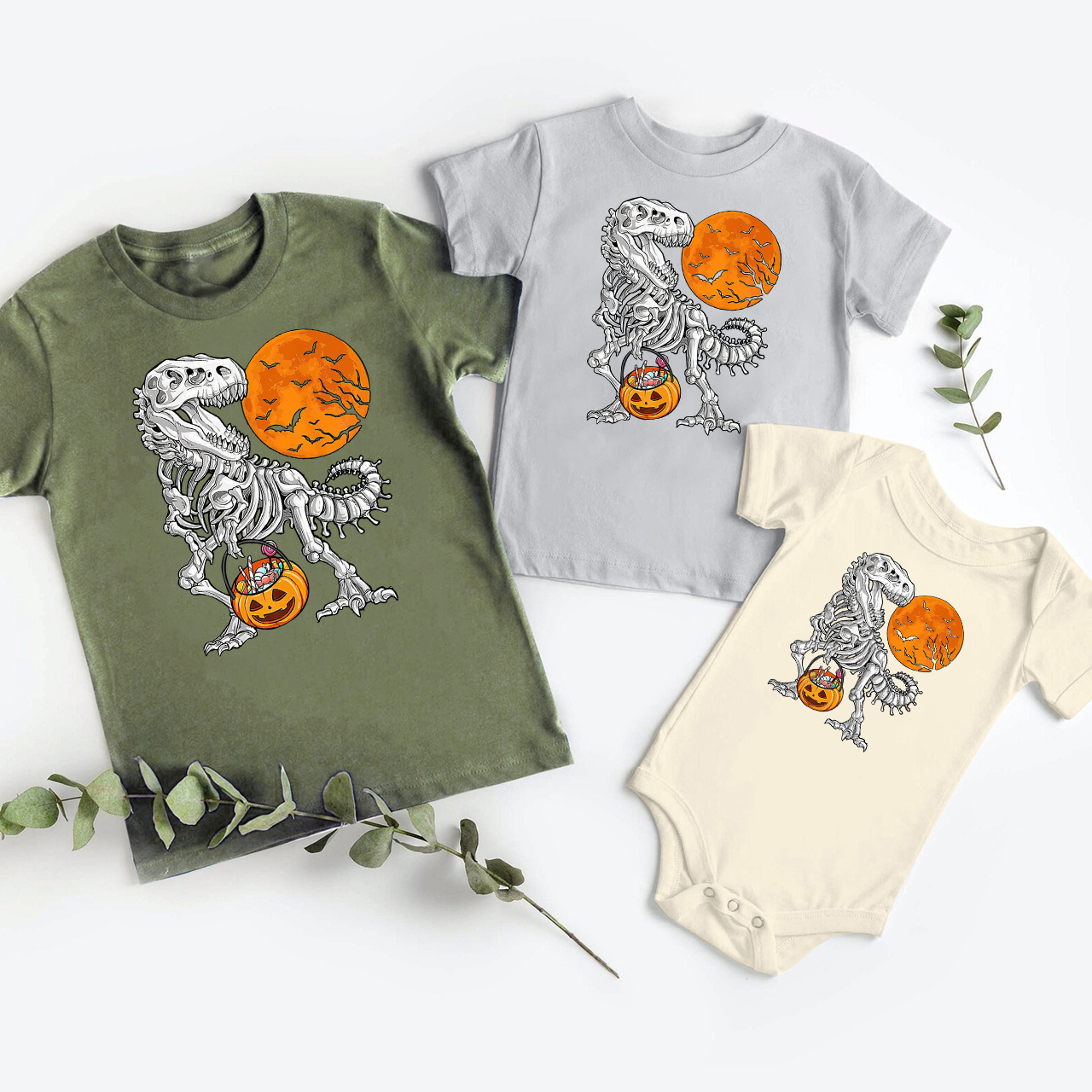Halloween And Dinosaurs Matching Family Shirts