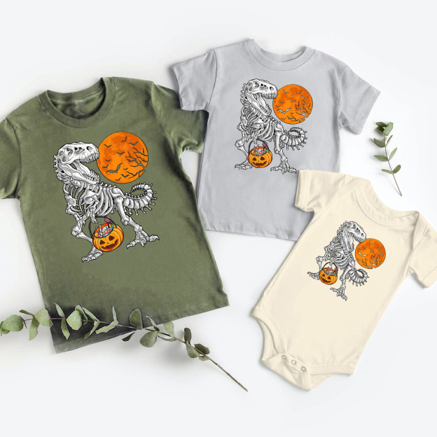 Halloween And Dinosaurs Matching Family Shirts
