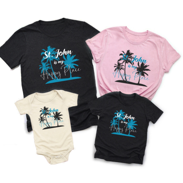 My Happy Place Family Vacation Shirts