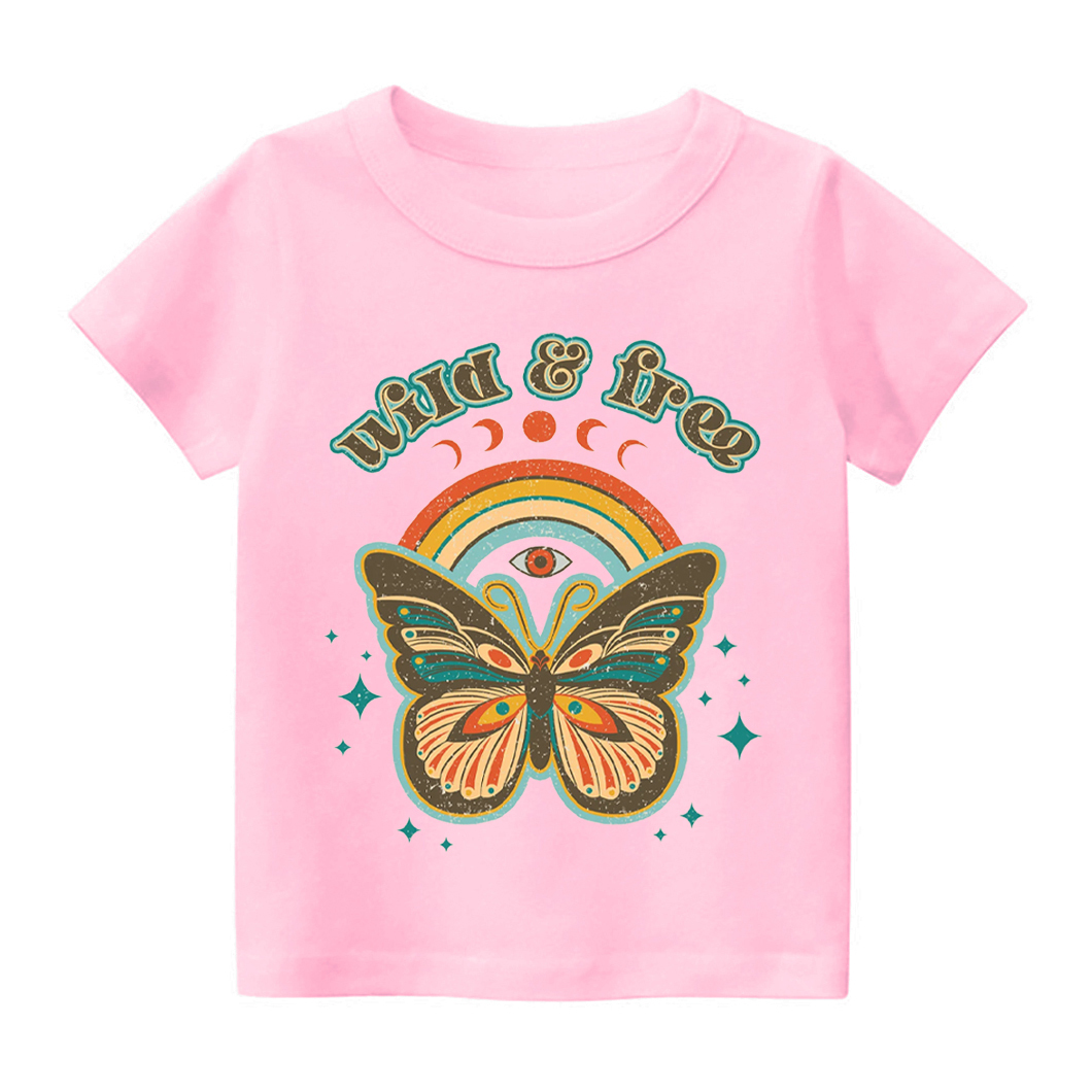 Retro Boho Wild And Free Kids T-Shirt