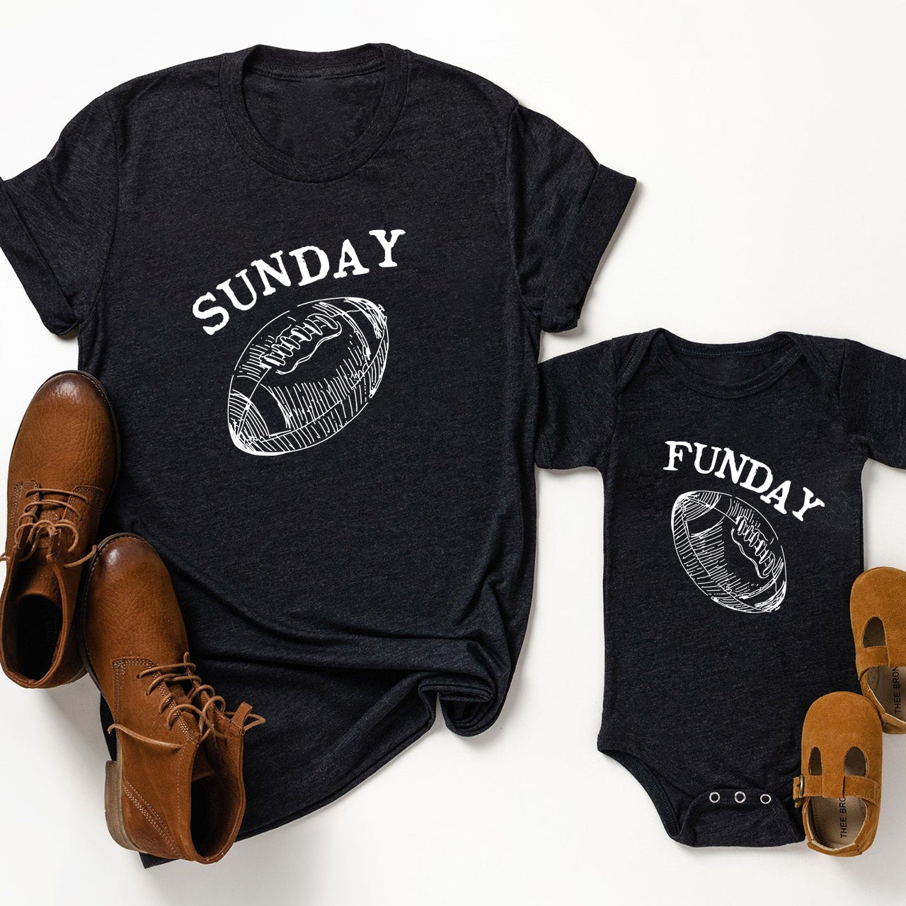 Matching First Father's Day Football Bodysuit & Shirts