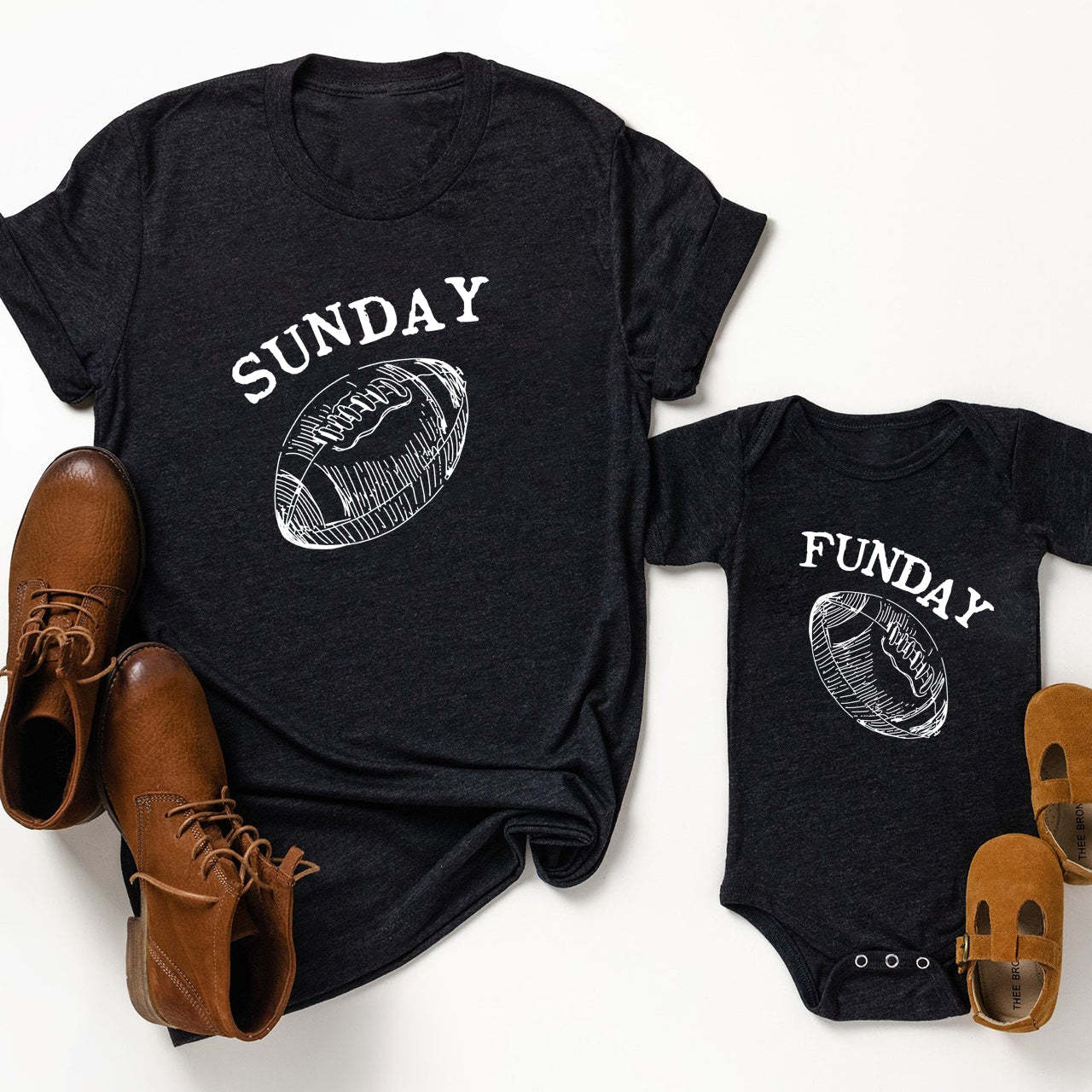 Matching First Father's Day Football Bodysuit & Shirts