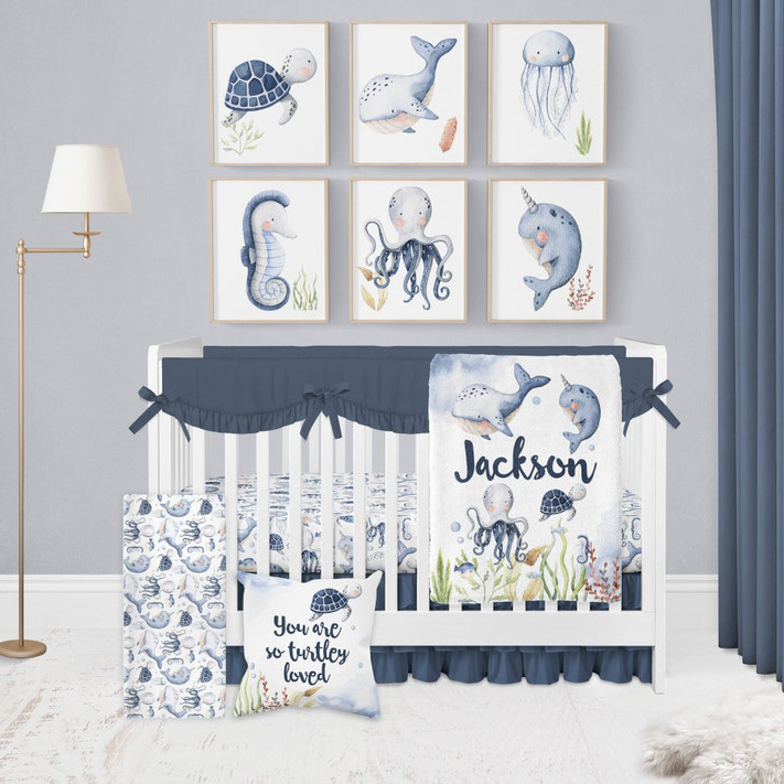 Personalized Ocean Baby Flannel Blanket