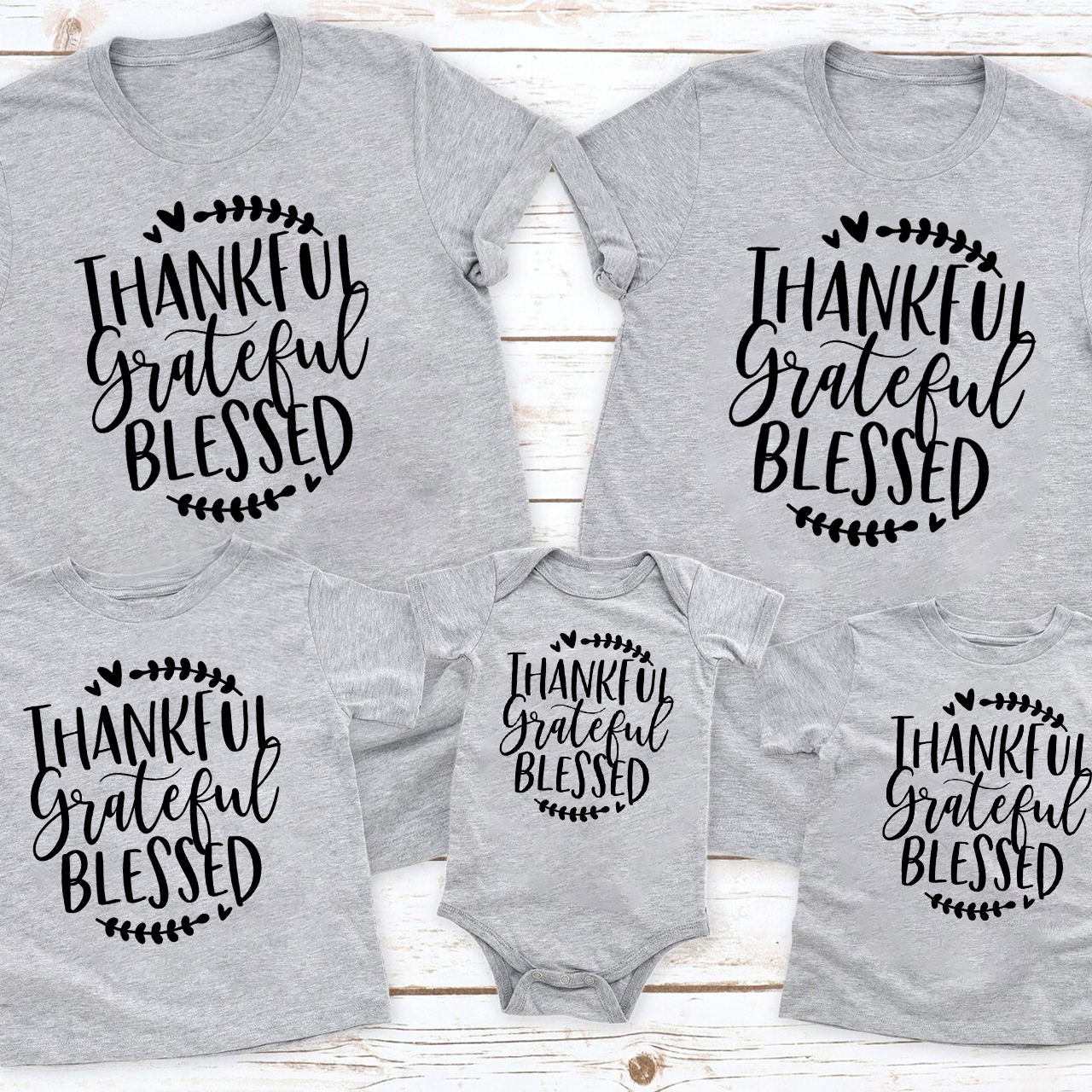 Thankful Grateful Blessed Matching Shirts