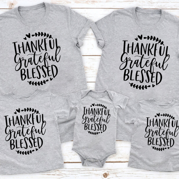 Thankful Grateful Blessed Matching Shirts