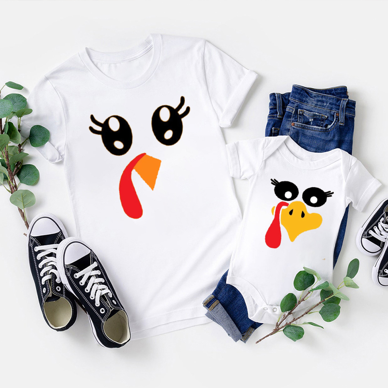 Cute Turkey Fall Thanksgiving Family Matching Shirts
