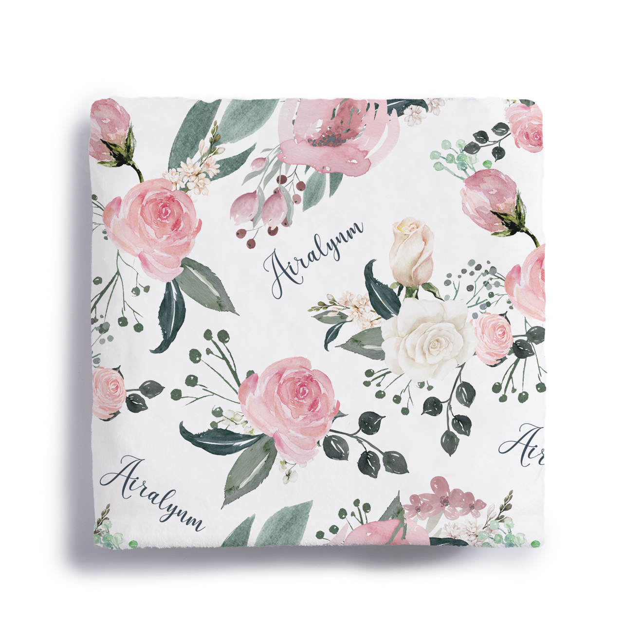 Floral  Personalized Baby Flannel Blanket