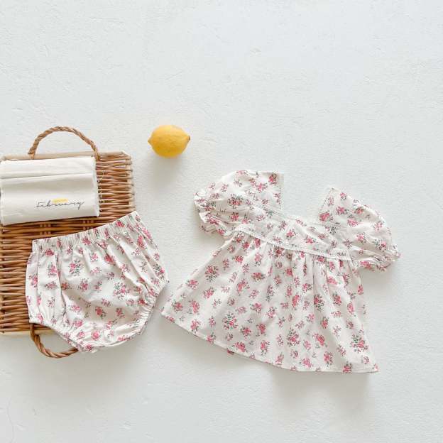 2 Colors Baby Girl Summer Floral Outfit