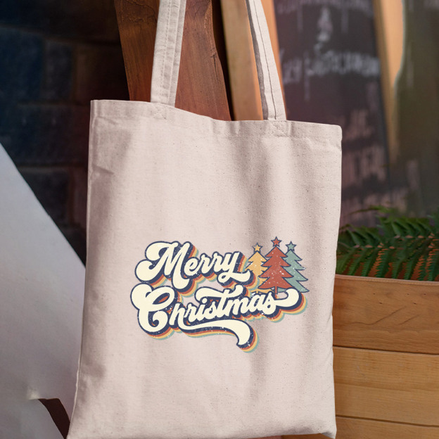 Vintage Merry Christmas Christmas Tote Bag