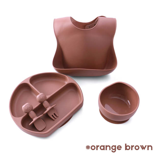 5 Pcs Baby Silicone Training Feeding Food Dishes Sets