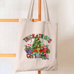 Image of Thick Thighs Christmas Vibes Tote Bag