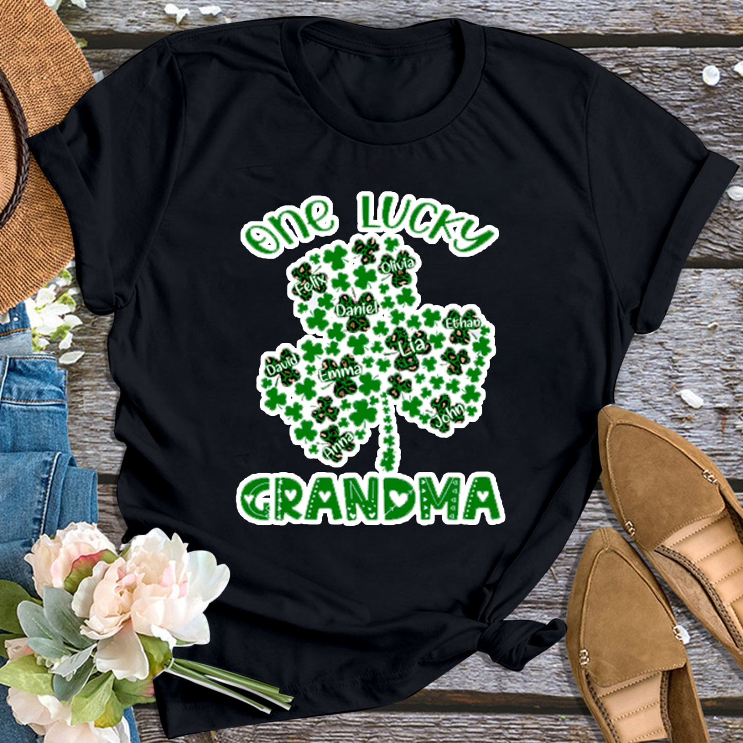 Lucky Grandma Personalized Shirt