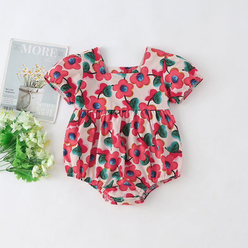 2 Colors Baby Girl Summer Short Sleeve Jumpsuit