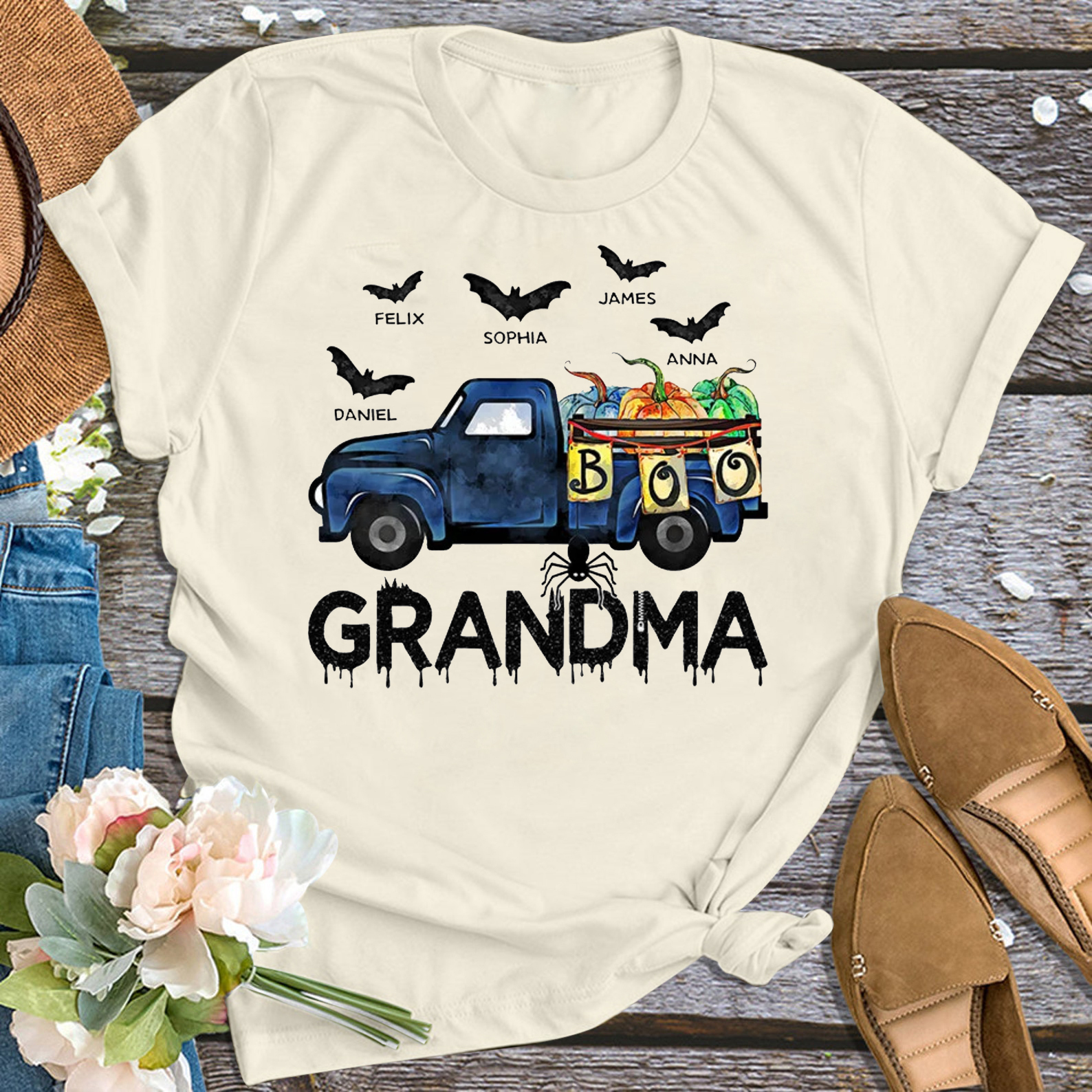 Boo Car Thanksgiving Personalized Grandma Shirt 
