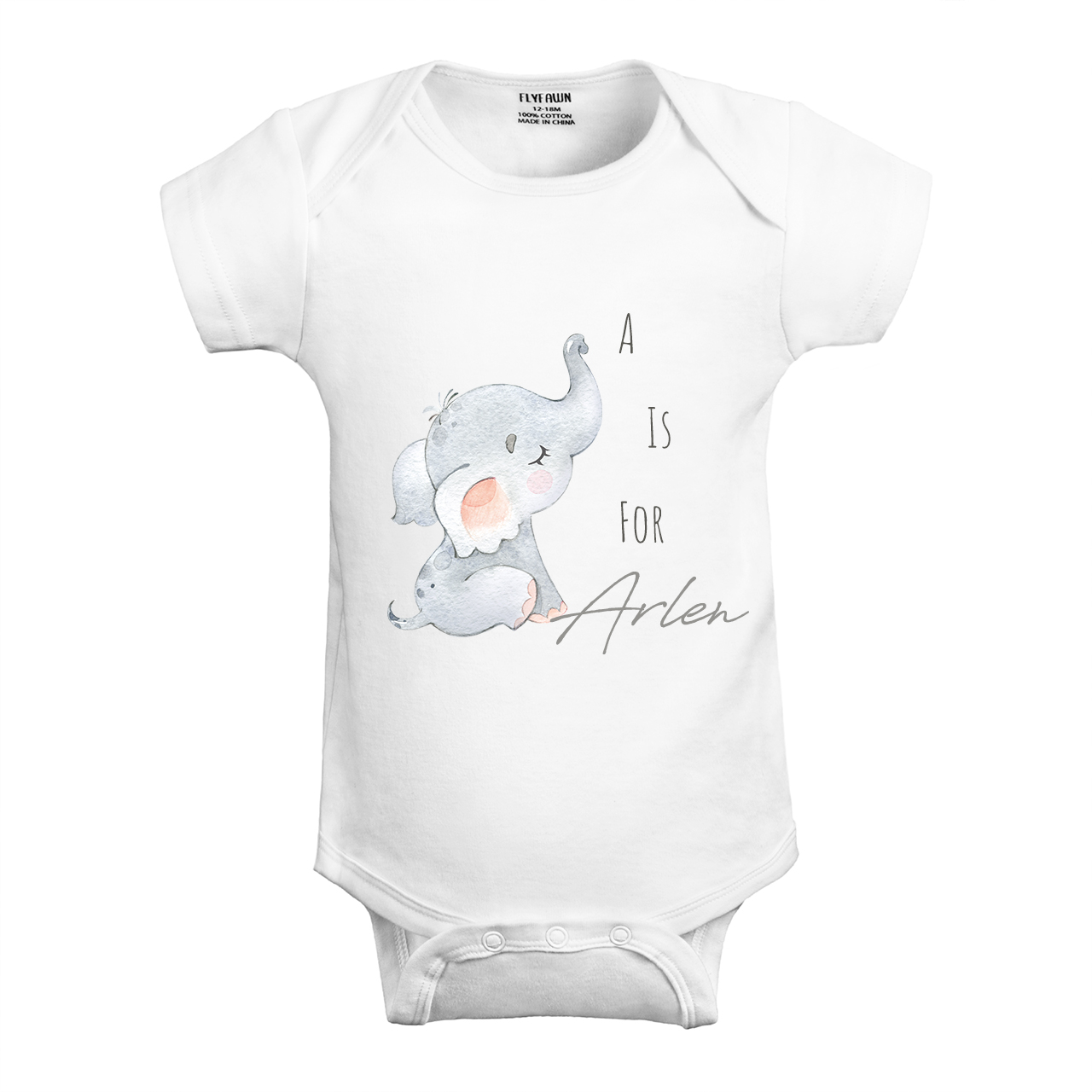 Personalized Baby Bodysuit (Elephant Letter Is For)