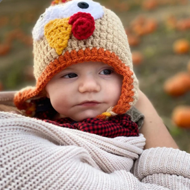 Crocheted Turkey Thanksgiving Toddler Hat