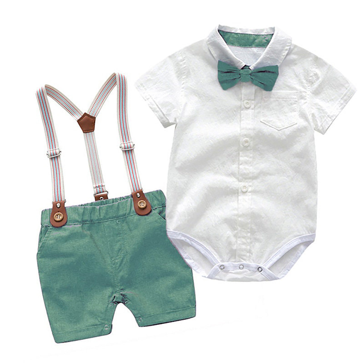 Baby Boy Shirt and Suspender Short Set