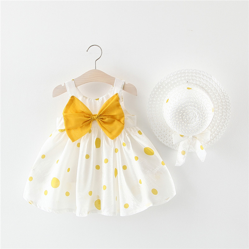 Baby Girl Summer Polka Dot Dress with Sun Hat
