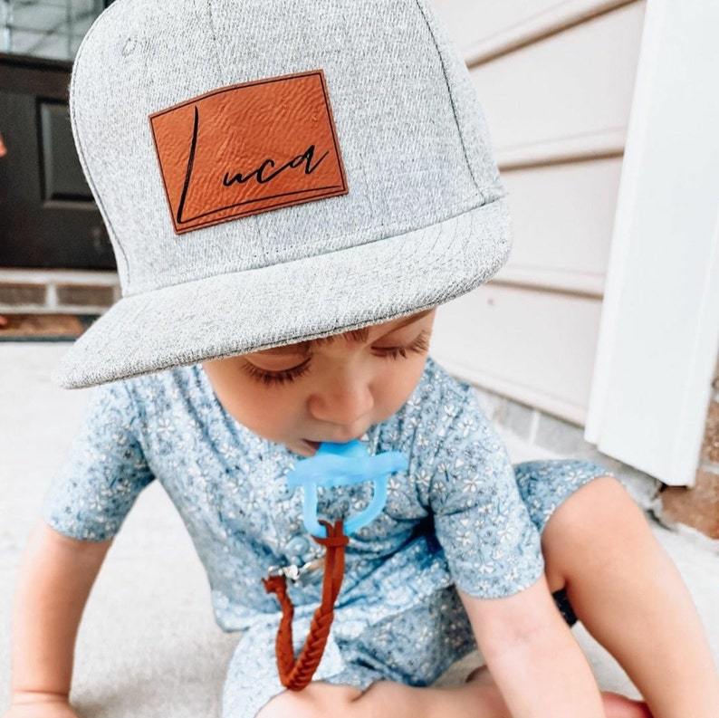 Personalized Baby Snapback Hat (Vegan Leather Patch)