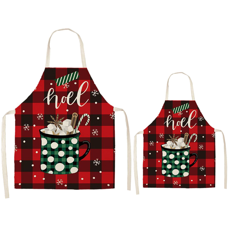 Green Cup Christmas Apron Sets For Adult&Kids