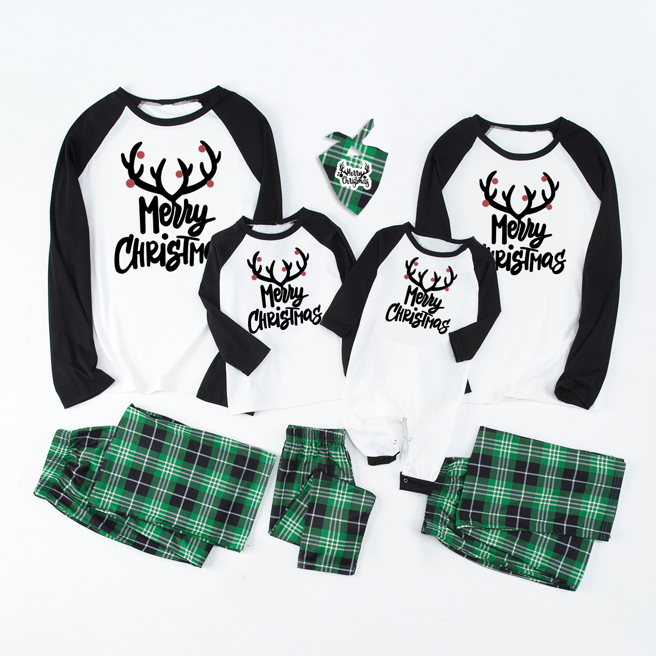 Black Antlers Christmas Family Matching Pajamas