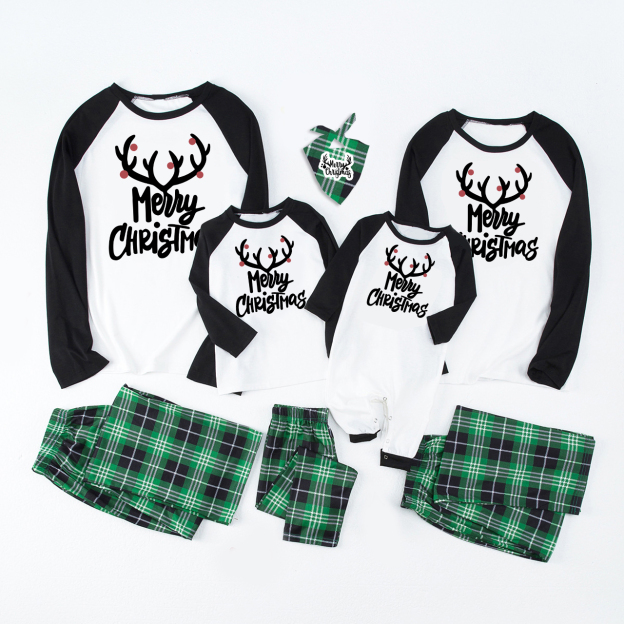 Black Antlers Christmas Family Matching Pajamas