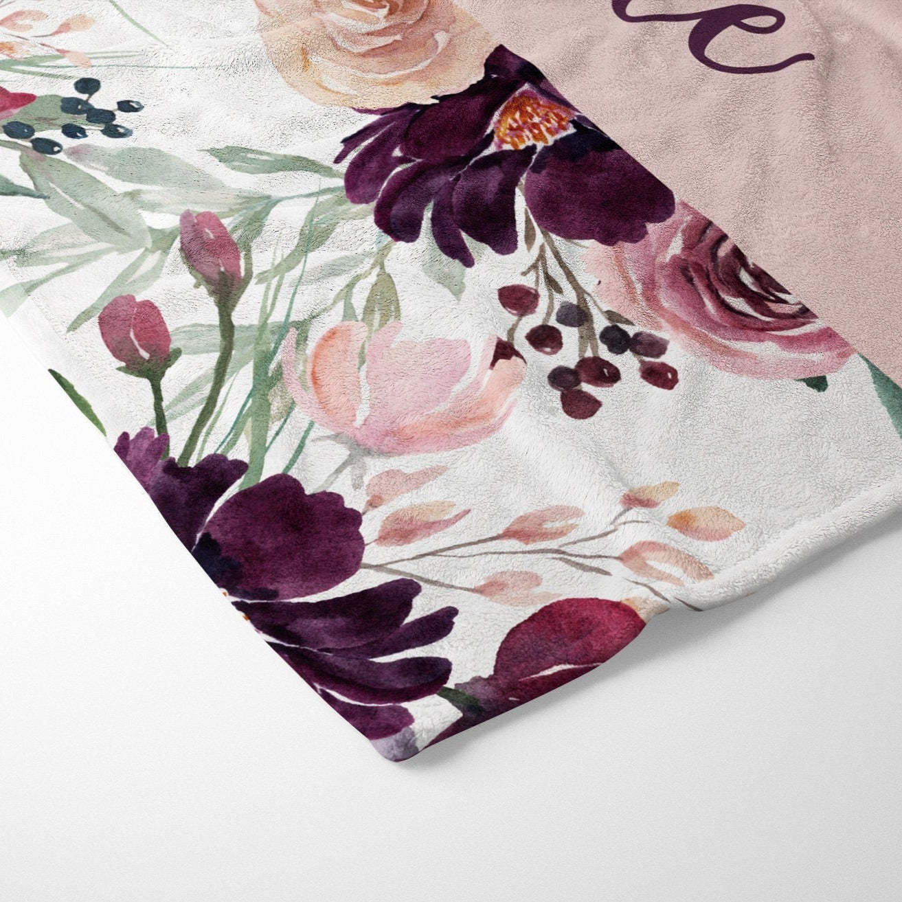 Personalized Vintage Floral Baby Flannel Blanket