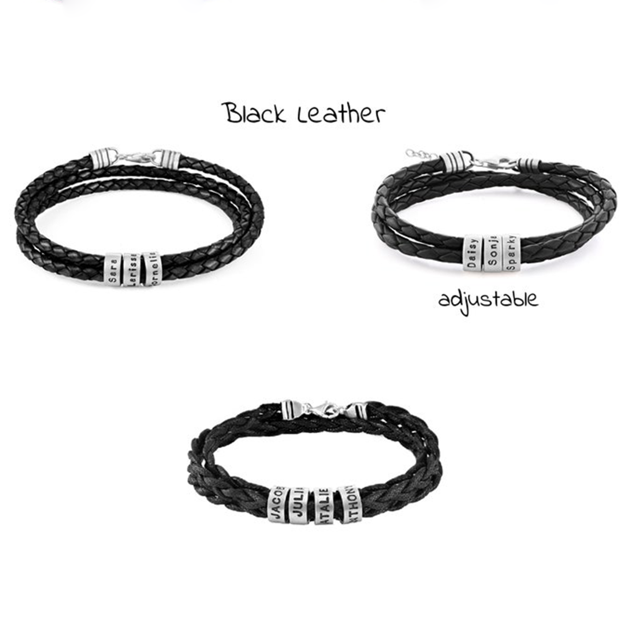 Personalized Mens Bracelet with Small Custom Beads Sterling Silver - Fathers Day Gift