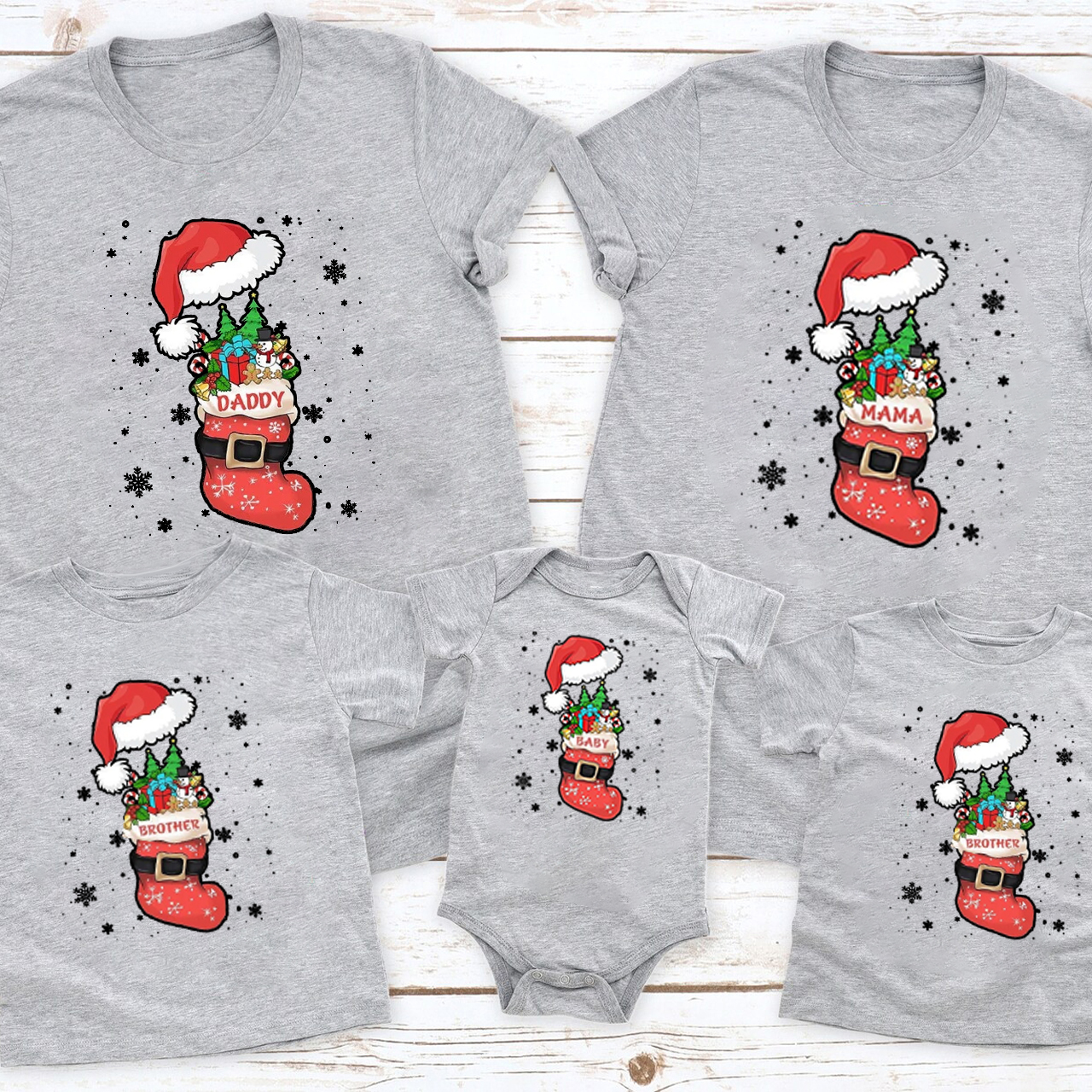 Personalized Christmas Hat&Boots Family Matching Shirt