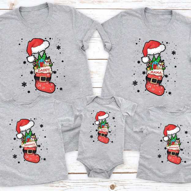 Personalized Christmas Hat&Boots Family Matching Shirt
