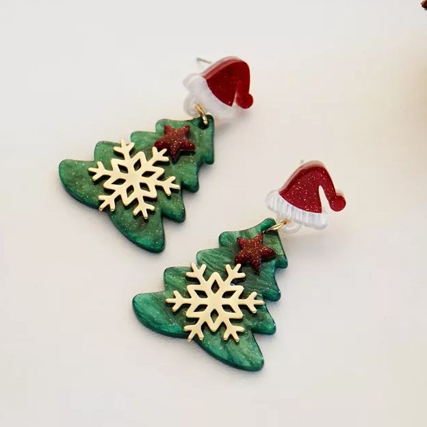 Christmas Tree Acrylic Earring 
