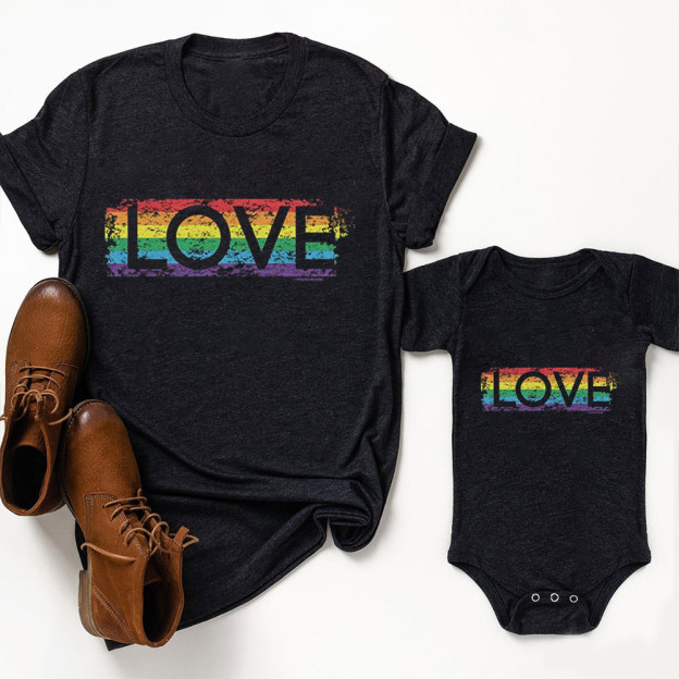 Family Rainbow Love LGBTQ Shirt & Baby Bodysuit