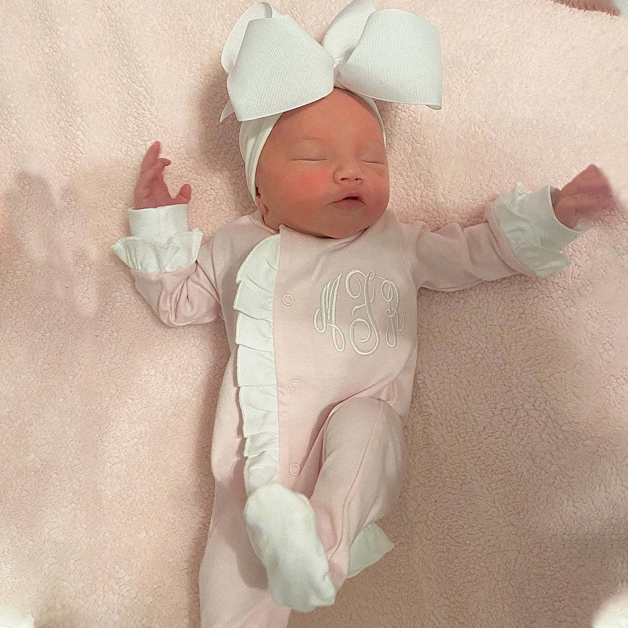 Personalized Monogrammed Baby Girl Coming Home Outfit Pink 2 Piece Sets SaleBeepumpkin™