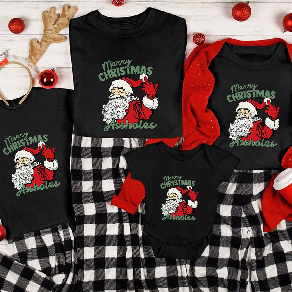 Santa Assholes Funny Christmas Family Matching Shirt