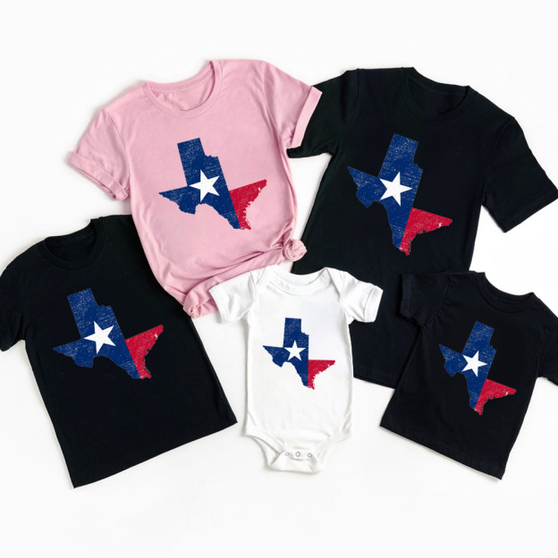 Texas State Star Flag Family Matching Shirts