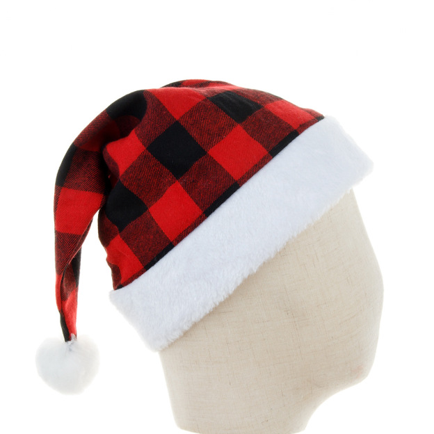 Christmas Plush Plaid Hat