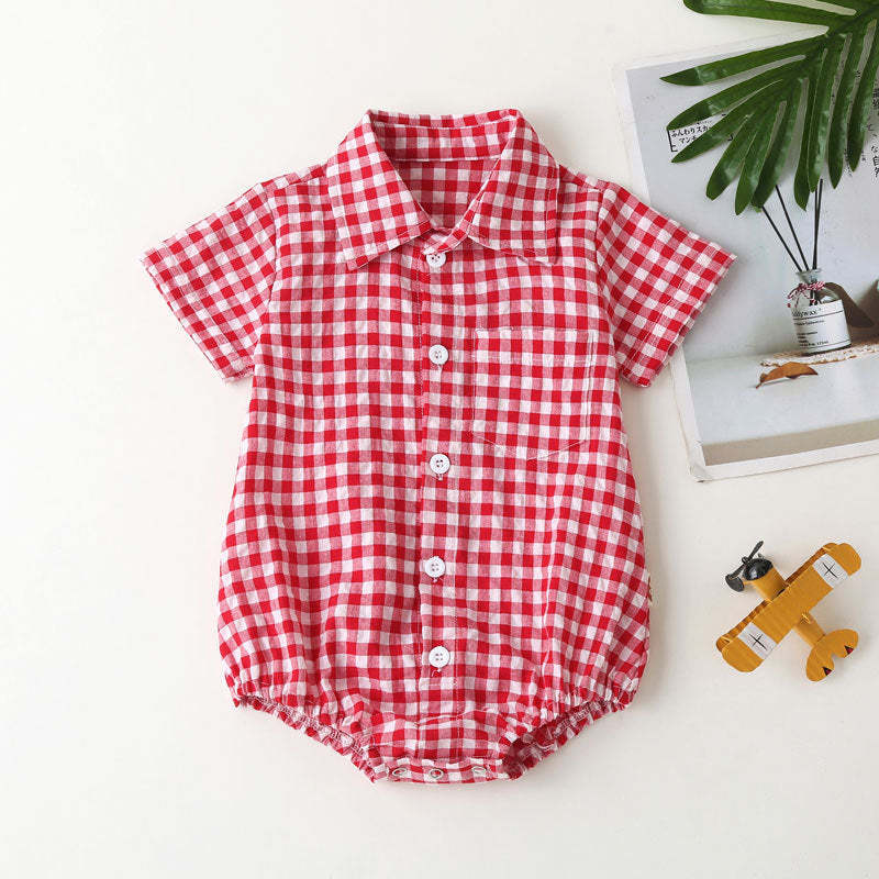 4 Colors Baby Boy Girl Collar Shirt Jumpsuit