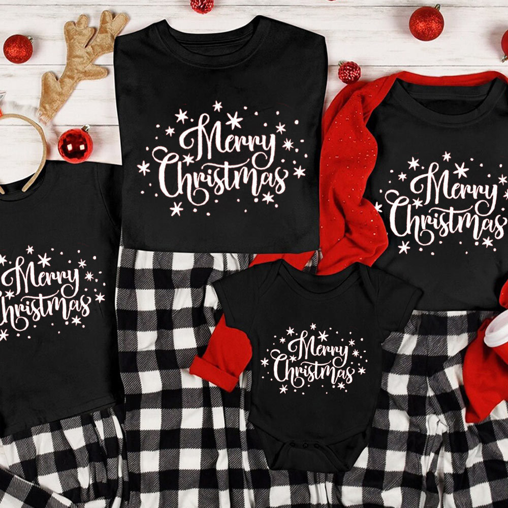 Merry Christmas Snow Print Family Matching Shirt