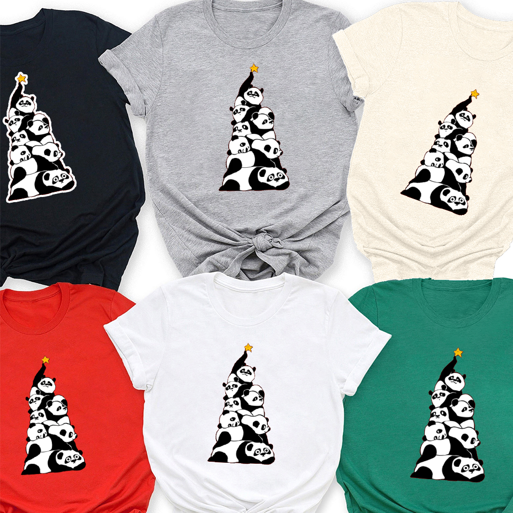 Christmas Tree Pandas Family Matching T-Shirt